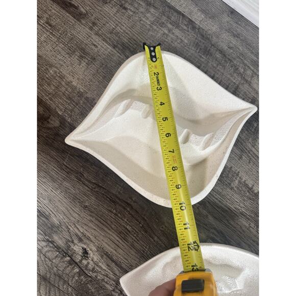 MCM ROYAL HAEGER Lot (2) White Textured Finish ASHTRAYS Vintage USA Atomic - Picture 6 of 16